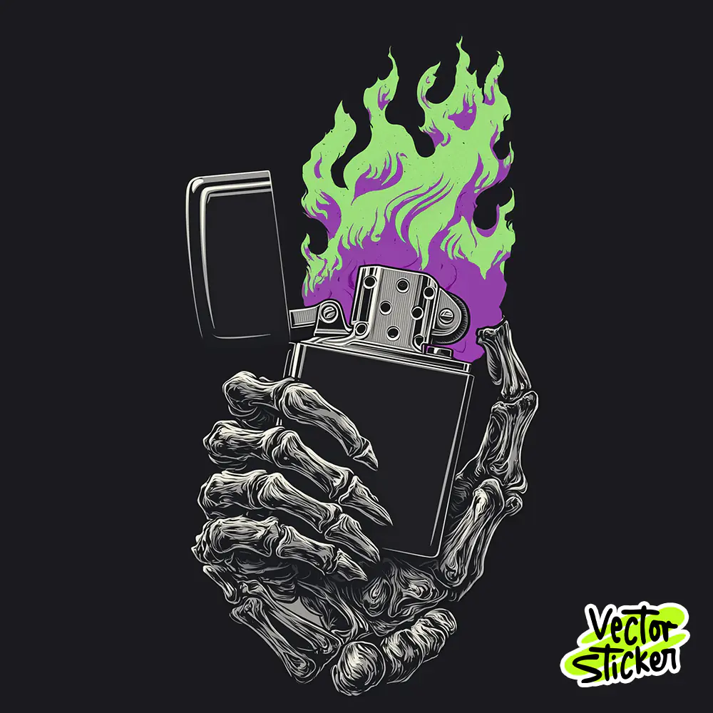 Free T Shirt Design Skeleton Hand Lighter Dark Illustration