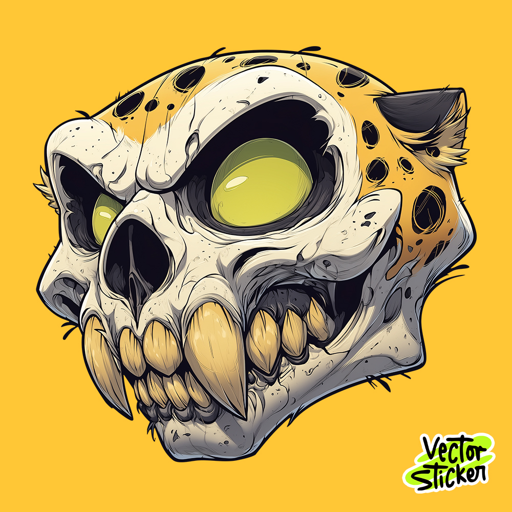 Cheetah Skull Cartoon Sticker