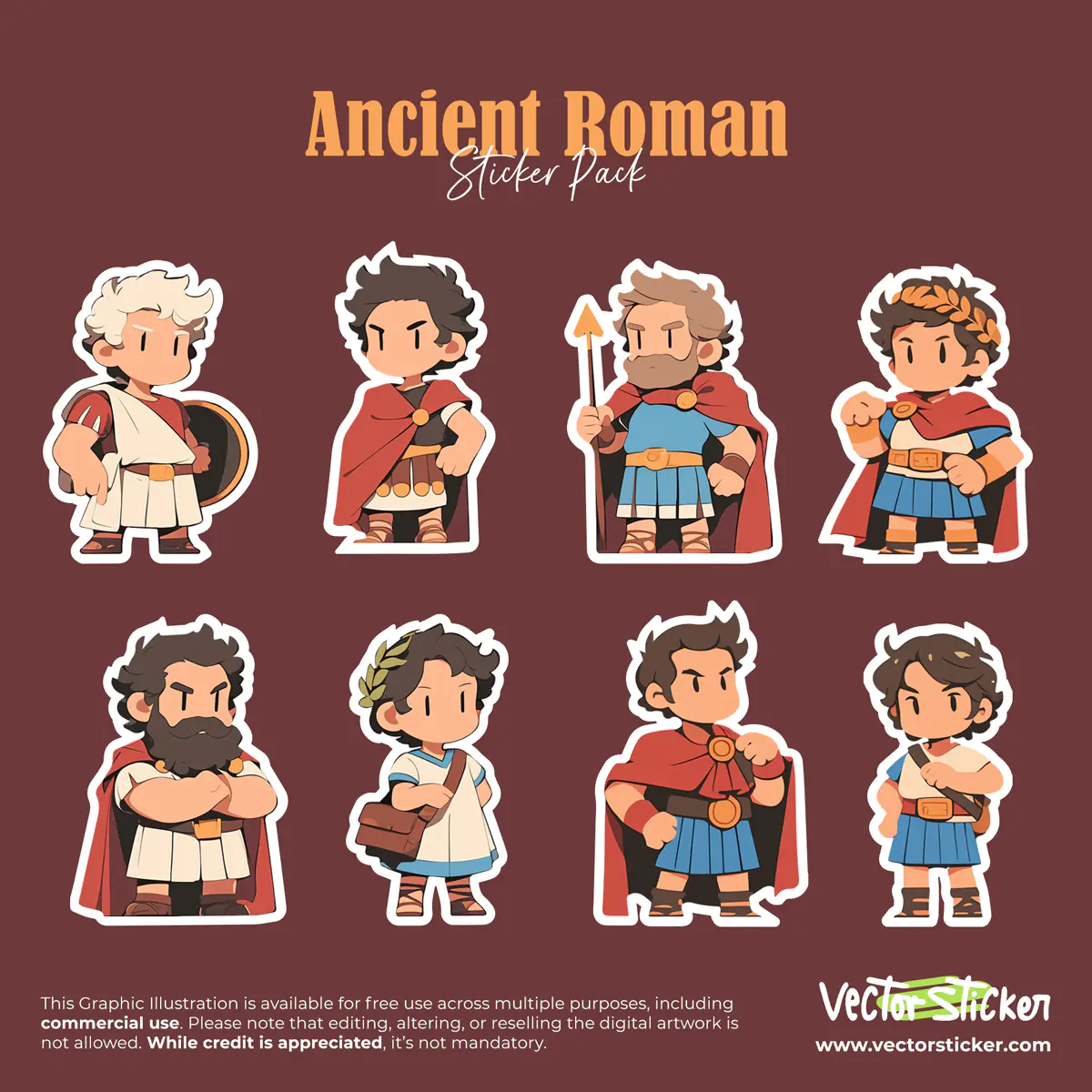 Ancient Roman Character Sticker Pack