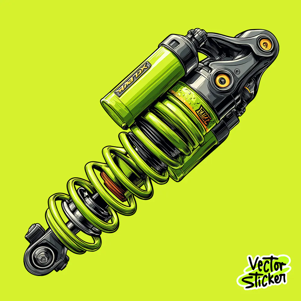 Neon Green Motorcycle Shock Absorber Illustration – Neon Suspension Sticker