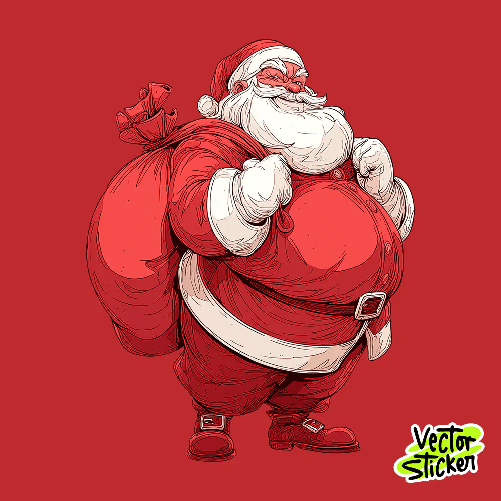 Free Santa Claus T-Shirt Design – Bold Christmas Illustration PNG for Printing
