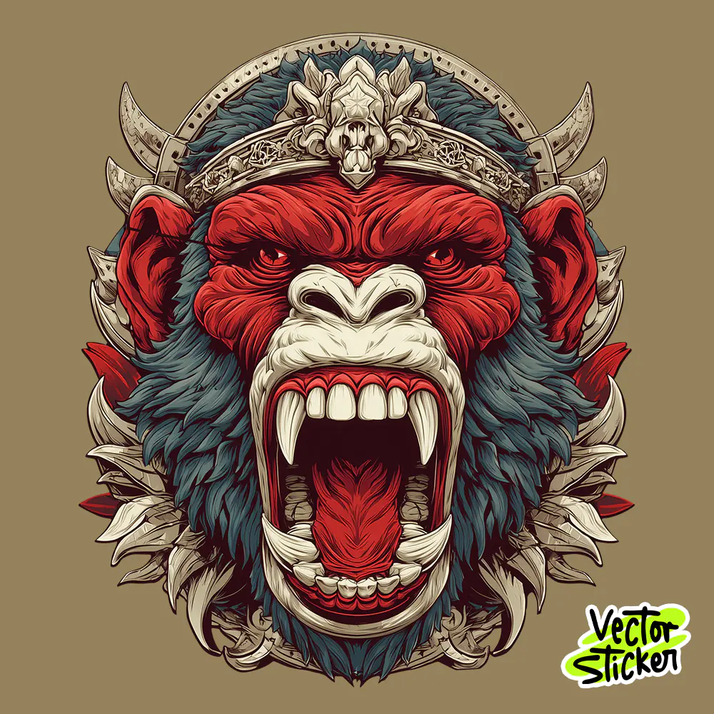 Roaring Gorilla Sticker Vintage Retro Style Free PNG | VectorSticker