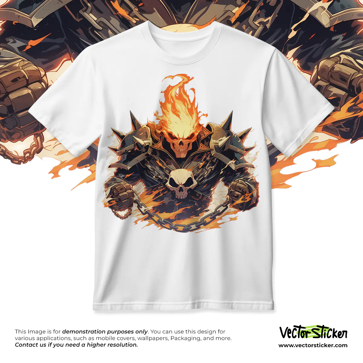 Ghost Rider Holding Chain T-Shirt Graphic