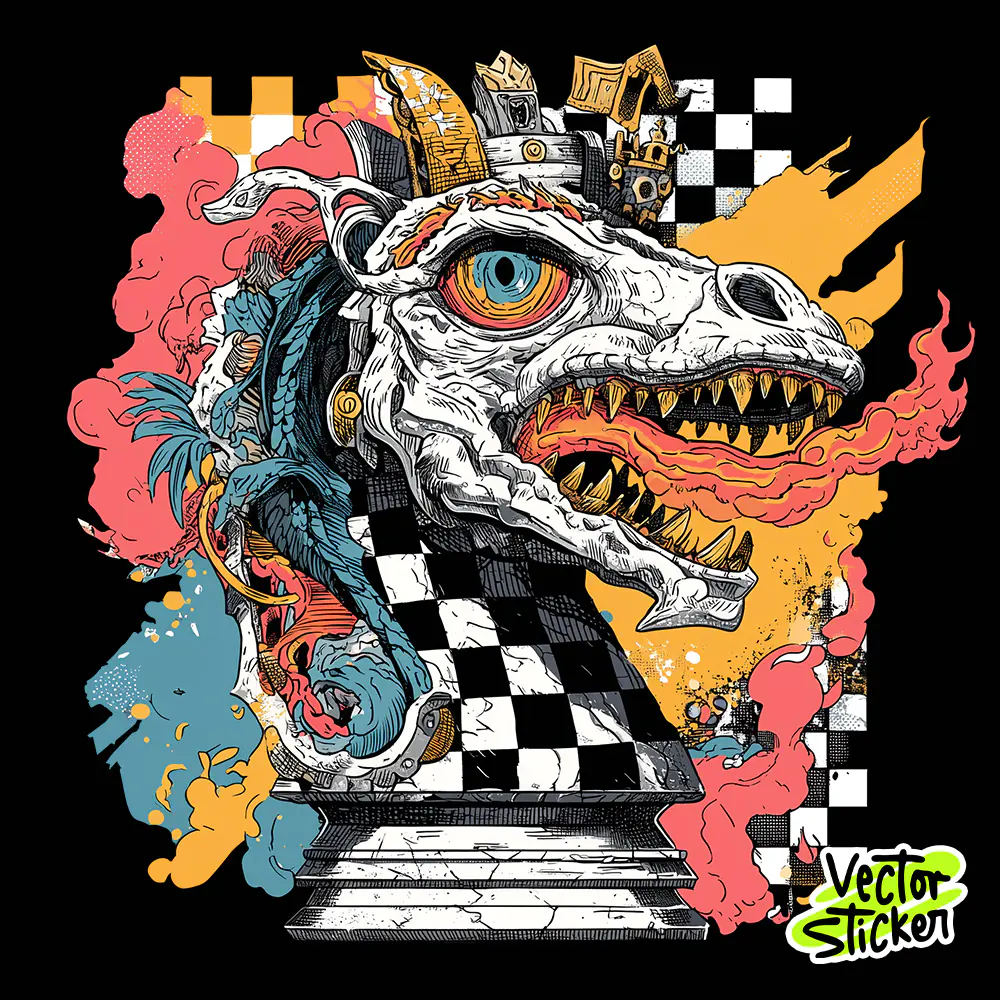 Fantasy Chess Knight Dark Illustration Free T Shirt Design