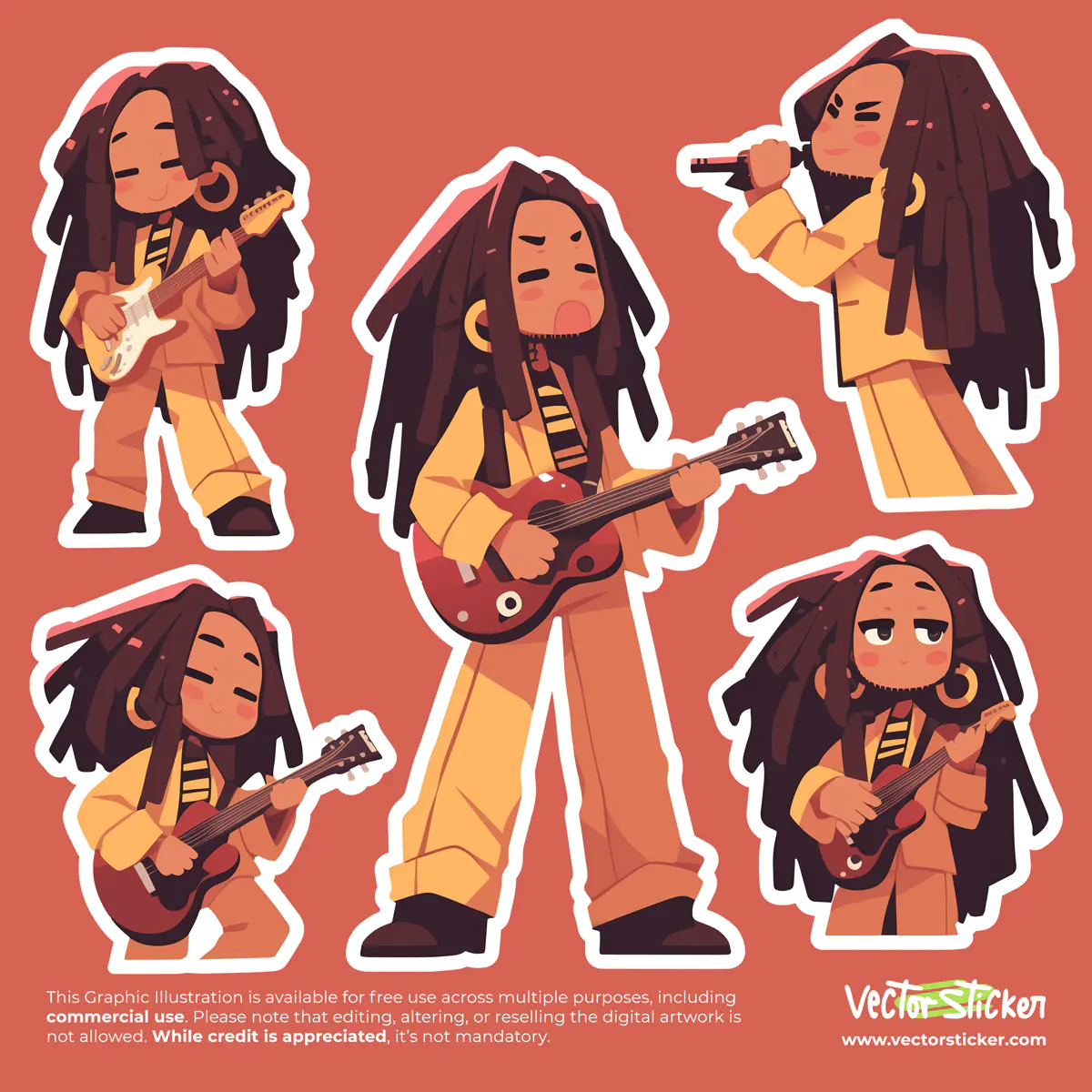 Raggae Man character Sticker Pack 1