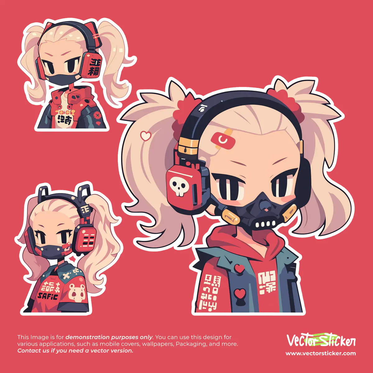 Cyber Girl Vector Sticker Pack II