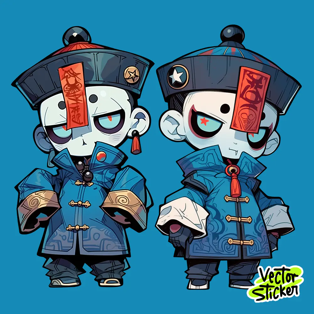 Chibi Chinese Jiangshi Vampire Sticker Free PNG | VectorSticker