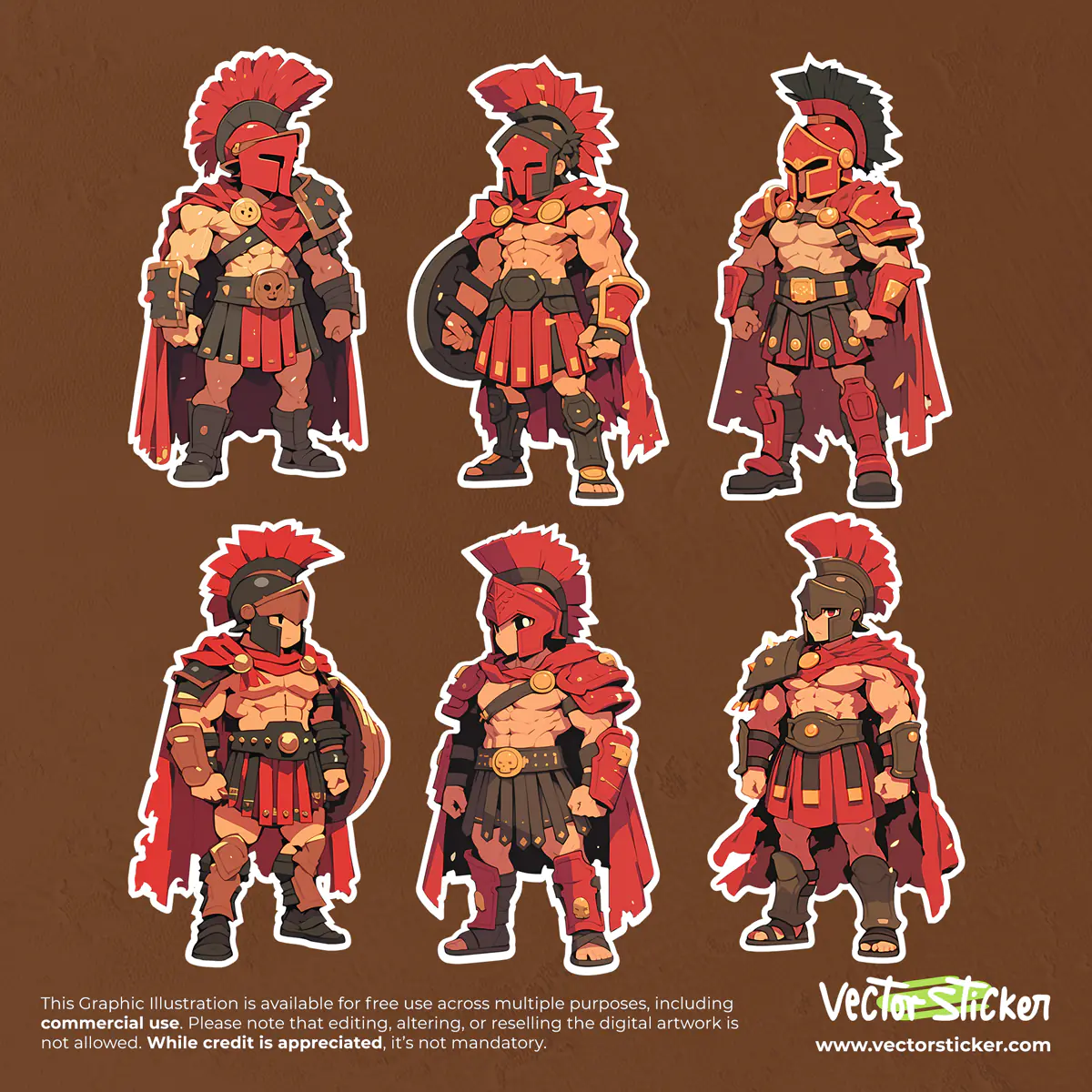 Red Spartan Soldier Character Sticker Pack