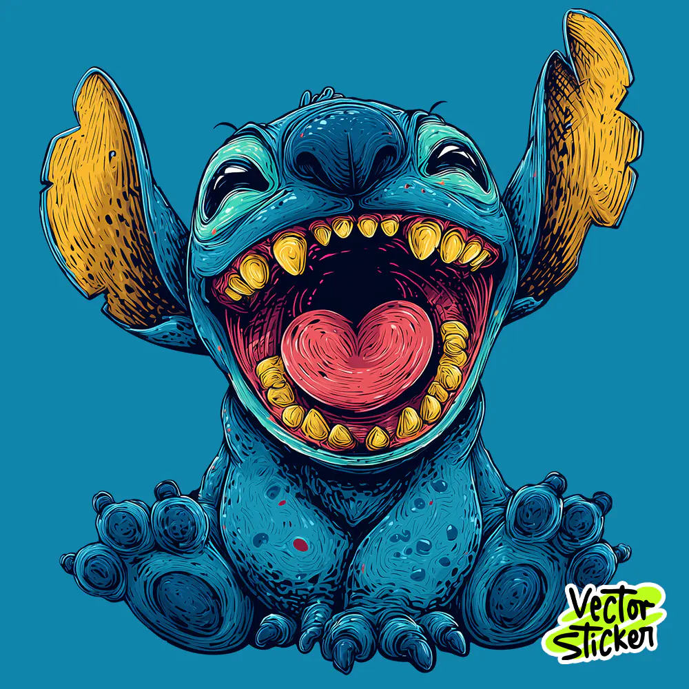 Cute Monster T Shirt Cartoon Neon Blue Illustration