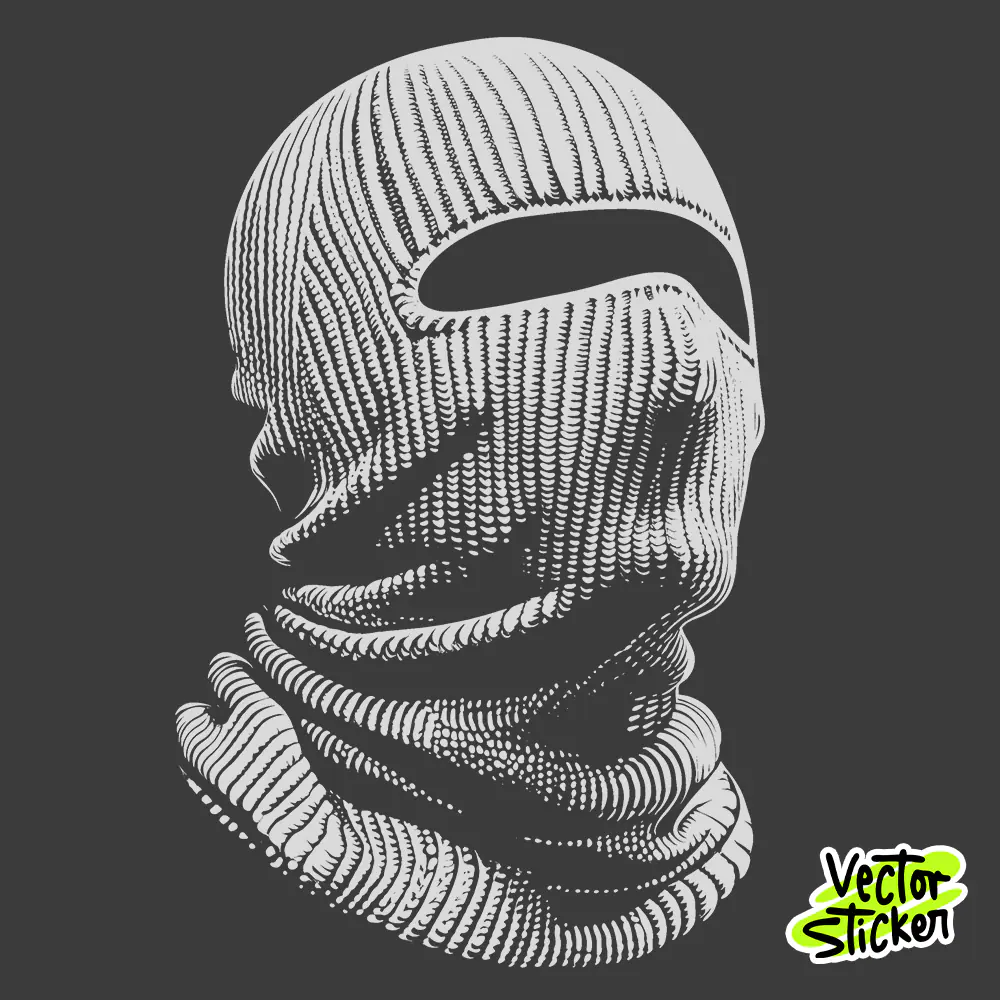 Knitted Mask Black and White Minimal Free T Shirt Design