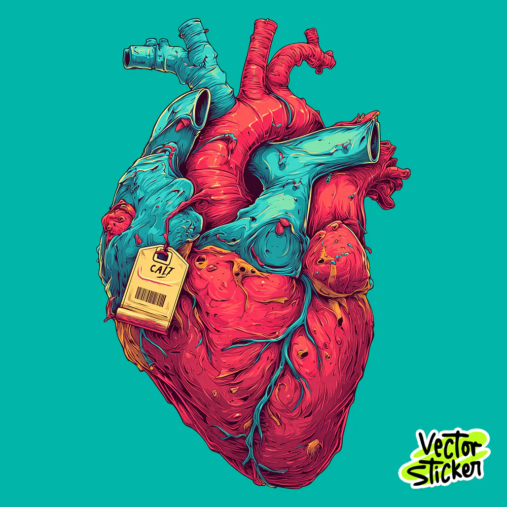 Modern Anatomical Heart Graphic Illustration T-Shirt Design PNG