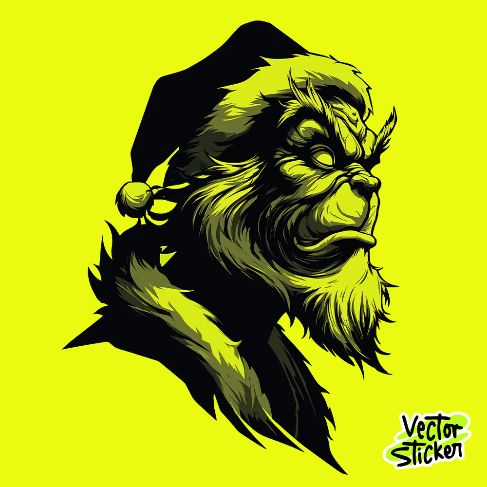 Dark Holiday Monster Grinch Illustration — High-Detail Christmas Character Art