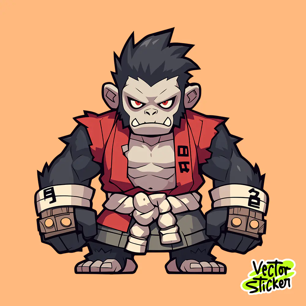 Angry Gorilla Fighter Free Sticker Illustration for Multipurpose Use